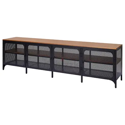 Industrial Metal and Wood TV Console / Storage Cabinet - Long