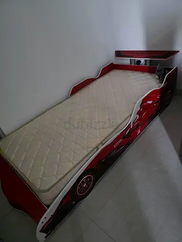 Red Race Car Single Kids Bed with Mattress