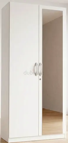 White 2‑Door Wardrobe with full Mirror — Good Condition