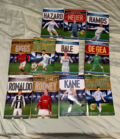 Collection of 12 Ultimate Football Heroes Player Books (Ronaldo, Kane, De Gea, Ramos, etc.)