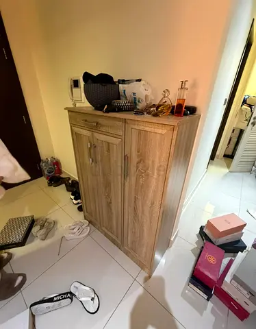 Wooden Shoe Cabinet / Entryway Storage Unit - Light Oak