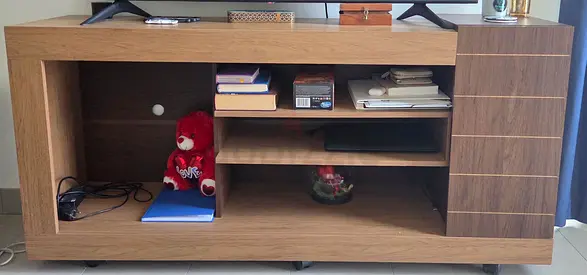 Wooden TV Entertainment Unit with Open Shelves