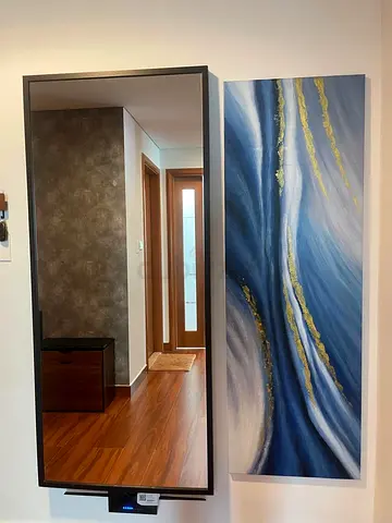 Wall-mounted Full-Length Mirror with Slim Black Frame