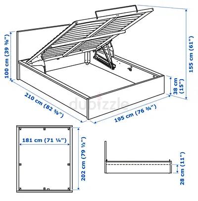 Ikea Hydraulic King size bed with mattress available in perfect condition