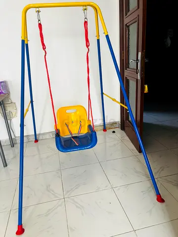 Indoor/Outdoor Baby Swing with Safety Harness - Blue  Yellow