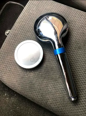 Handheld shower head replacement - single spray, chrome/blue