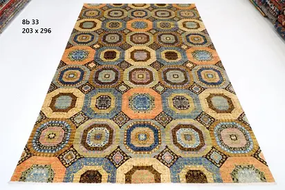 3x2m Afghan Handwoven Geometric mamlouk-Style Rug 203 x 296 cm — Warm Earth Tones