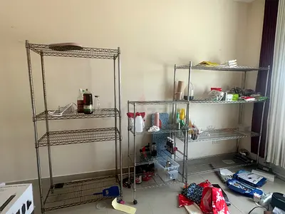 Set of 3 Heavy-Duty Metal Wire Storage Shelves (Adjustable, on Wheels)