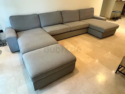 Large Grey Modular Sofa with movable foot extension