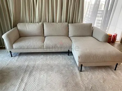 The loom Collection L Shape Sofa Beige Excellent Condition