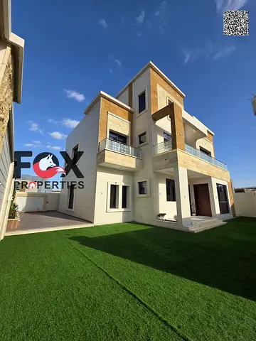 Corner villa for sale in Al Zahia, Ajman, 6 master bedrooms, large setback, registration included, exclusive limited offer, easy access to Dubai & Sha