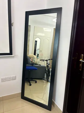 Large Full-Length Wall Mirror with Black Frame - Good Condition