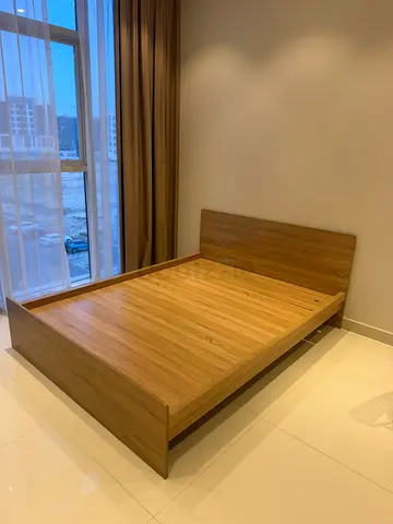 Solid wood single bed frame with headboard - light oak finish