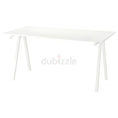 White Modern Rectangular Desk with A-frame Legs - Good Condition