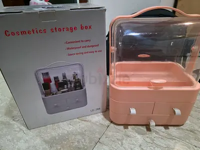 Portable Cosmetics Storage Box with Drawers - Pink