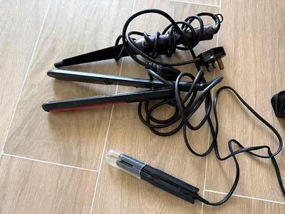 Used hair straightener and curling wand set — working condition