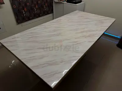 Large 6 Seater Marble Dining Table With Chairs