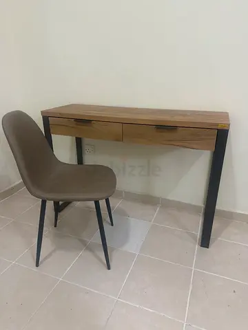 Compact Wooden Study Desk with Upholstered Chair - Good Condition