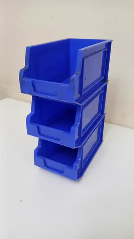 Set of Blue Plastic Storage Bins (Stackable) - 3 PCS