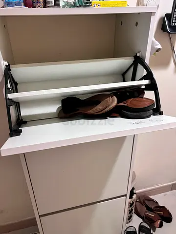 White Shoe Cabinet / Storage Unit — 3-Tier Slim Design