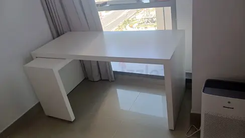 L-shaped Corner Desk - Simple White Workstation