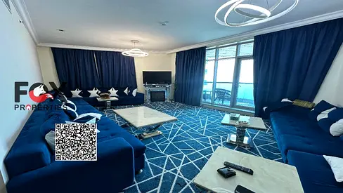 شقة غرفتين وصالة مفروشة للبيع بإطلالة بحر كاملة في عجمان كورنيش ريزيدنس