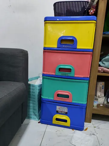 Stackable 4-Drawer Plastic Storage Cabinet - Multicolor