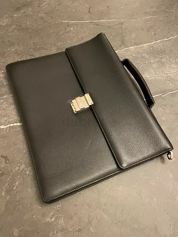 Black Leather Briefcase with Lock - Good Condition