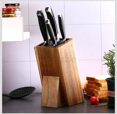 Acacia wood Knife Block Set barely used