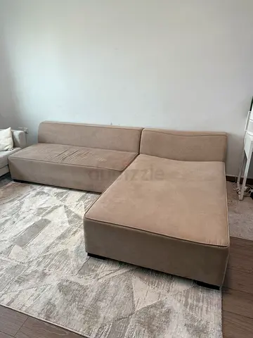 Beige L-shaped Sofa Corner