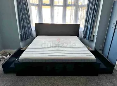 Malam king size bed 180/200cm bed with 2 storage drawers underneath and Ikea mattress