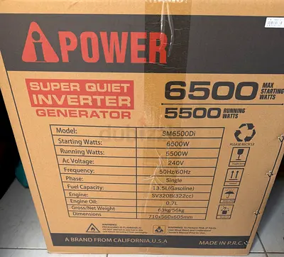 iPower 6500W Inverter Generator (SM6500Di) - Super Quiet, 5500W Running