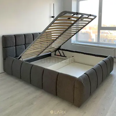 Grey Fabric Ottoman Storage Bed with Gas Lift - King/Queen (Good Condition)