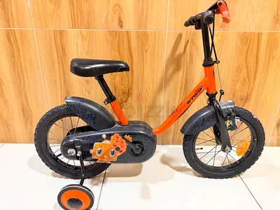 Decathlon orange robot bicycle 14” with Training Wheels - Good Condition