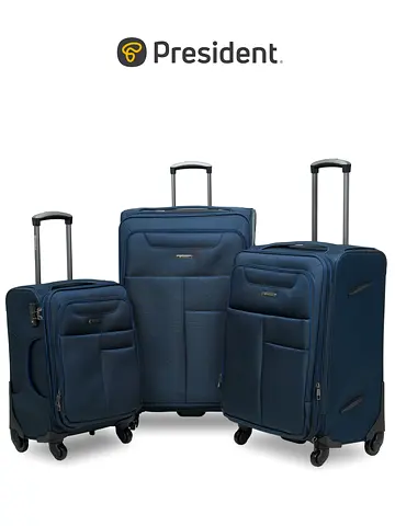 President 3-Piece Expandable Soft-Side Luggage Set - High-Quality Heavy Duty Travel Bags