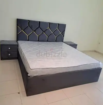 Brand New Grey Velvet Bed Frame with Headboard and Matching Nightstands (Queen/King)