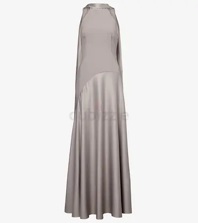 Solace London Grey Satin Maxi Dress – Worn Once – UAE