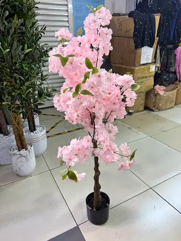 Artificial Pink Cherry Blossom Tree in Pot - Decorative Faux Planth