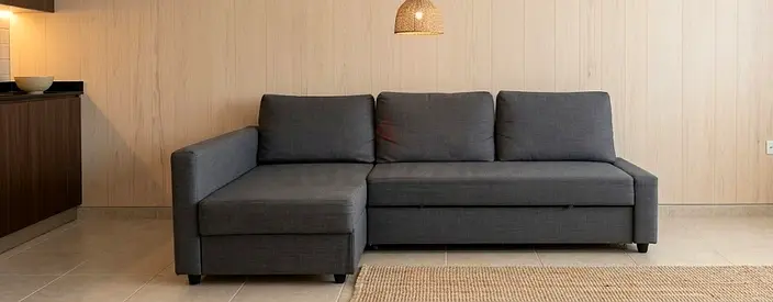 Gray L-shaped 3-seater SOFA BED with Chaise - Good Condition