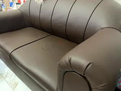 2-Seater Brown Faux Leather Sofa - Compact and Comfortable