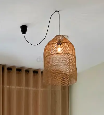 MOVING SALE: Large Wicker Pendant Lamp - Boho Style (50% OFF)