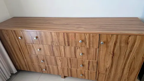 6-Drawer Wooden cabinet / Sideboard in Walnut Finish