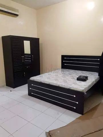 Dark Wood queen size  Bed with Matching Wardrobe - Good