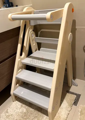 Adjustable Toddler Learning Tower / Step Stool - Beige/Grey