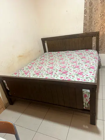 Solid Wood king size Bed with Mattress - Good Condition and wardrobe 4 door
