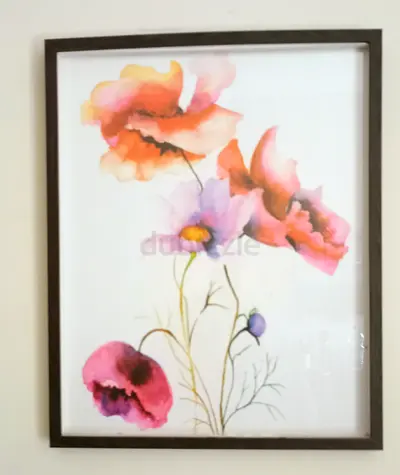 2 Framed Watercolor-Style Rose — Modern Floral Wall Art, 42 x 52 cm