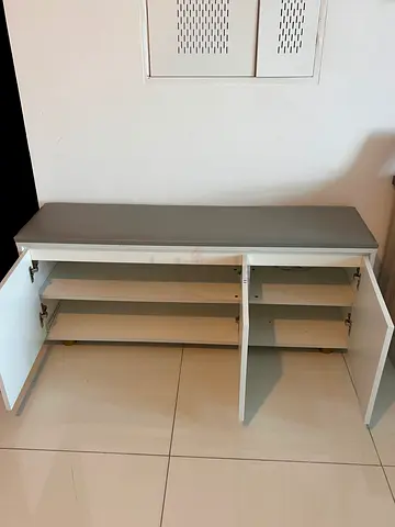 Elegant White Wooden shoe stand with seat