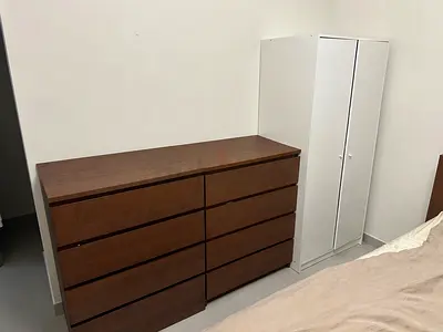Solid Wood 8-Drawer Dresser in Dark Brown - Good Condition