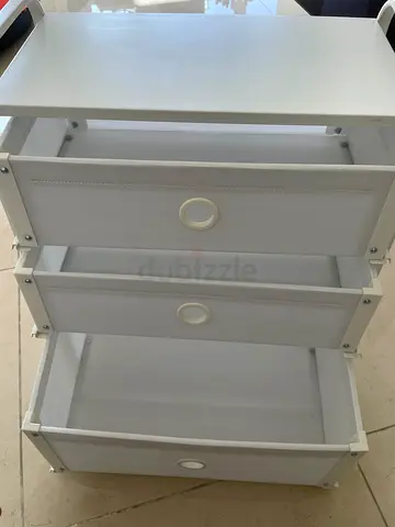 Set of 3 White Fabric Storage Drawers with Metal Frame — Excellent condition