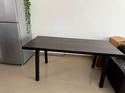 Dark Wood Rectangular Dining/Work Table - Solid, Minimal Design